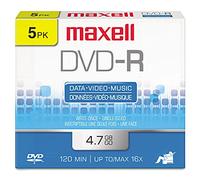 Maxell Disques DVD-R 638002, 4,7 Go, 16x, avec boîtiers à bijoux, or, 5/paquet