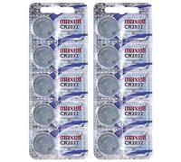 Maxell Lot de 10 Piles Bouton CR2032 3 V en 2 Piles Bouton