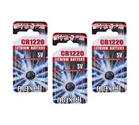 MAXELL Lot de 3 Blisters de 1 Pile Bouton Lithium CR1220 3V