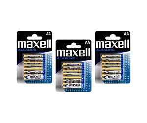 MAXELL Lot de 3 Blisters de 4 Piles alcaline AA Mignon LR6 1,5 V