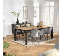Maxence - table à manger rect. Ext 220 à 320cm bois teck recyclé