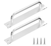 Maxentico 2 Pièces Poignee de Porte Exterieur, Poignée Porte Coulissante Inox, Poignet de Porte Extérieure, Poignees Portail Exterieur, Poignée de Traction pour Porte de Grange (180mm, Argenté)