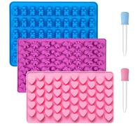 Maxentico 3 Pièces Moule Silicone, Moules à Bonbons à Gummy, Moule Chocolat, Ourson/Animale et Caramel, Bonbons Moelleux, pour la Préparation du Chocolat, Multishape