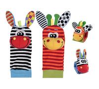 Maxentico Chaussettes Sensorielles Bebe, Jouets d'Éveil, Hochet Poignet Bebe, Hochet Main et Pied, Hochet Chaussettes Bébé, Bébé Poignet et Chaussettes Hochet Jouets pour Nouveau-Nés Bébé de 0-12 Mois