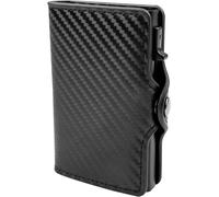 Maxentico Credit Card Holder, Men's Wallet, Wallet with RFID Protection, Vertical Card Holder with ID Window and Slots, 2 Compartments, Trifold (Carbon - Black), Black, Classic