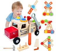 Maxentico Jouet Cadeau 2-5 Ans, Établi Enfant, Jeux Montessori Éducatif, Jouet en Bois Garçon Fille, Boîte à Outils, Caisse à Outil et Bricolage, Jeu de Construction