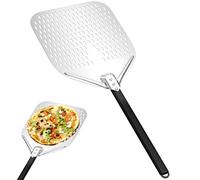 Maxentico Pelle à Pizza Perforée, Spatule Pizza en Aluminium Anodisé avec Manche en Bois Amovible 40cm, Pizza Paddle Carrée, Planche à Pizza pour Soulever des Pizzas et des Produits de Boulangerie