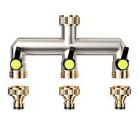 Maxentico Raccord Tuyau D'Arrosage, Raccords de Robinet Exterieur Jardin, Laiton Adaptateur Arrosage Distributeur de Raccordement D'Eau, Cuisine Lave Linge Vanne 3 Voies pour Machine et Tuyau