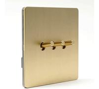 MAXEPO 1-4 Gang 2 Voies Interrupteur en Laiton Mat Interrupteur Levier 86 Type Panneau Brossé Dissimulé Double Commande Hôtel Prise Ménage Dessin Or Mat Style Industriel Rétro Applique Murale