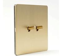 MAXEPO 1-4 Gang 2 Voies Interrupteur en Laiton Mat Interrupteur Levier 86 Type Panneau Brossé Dissimulé Double Commande Hôtel Prise Ménage Dessin Or Mat Style Industriel Rétro Applique Murale