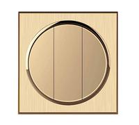 MAXEPO Grand Panneau Interrupteur de lumière décoration Domestique électricien Interrupteur Prise Ronde Or 86 Type Commande Unique 4 Voies Interrupteur Mur Maison