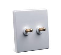 MAXEPO Interrupteur à Levier Blanc Interrupteur Mural Interrupteur en Laiton Levier d'air Industriel Nordique Type LOFT 86 Panneau Italien brossé dissimulé Double Commande Vent hôtel Prise ménage 1-4