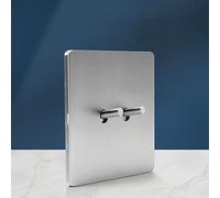 MAXEPO Interrupteur d'éclairage mural en laiton Gris mat à levier 86 Type Acier inoxydable pur Couleur primaire 1-4 Gang 2 Voies Panneau brossé dissimulé Double commande