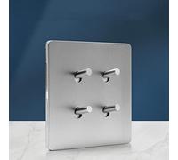 MAXEPO Interrupteur d'éclairage mural Interrupteur en laiton Gris mat Interrupteur à levier 86 Type Acier inoxydable pur Couleur primaire 1-4 Gang 2 Voies Panneau brossé dissimulé Double commande Pris