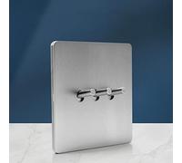 MAXEPO Interrupteur d'éclairage mural Interrupteur en laiton Gris mat Interrupteur à levier 86 Type Acier inoxydable pur Couleur primaire 1-4 Gang 2 Voies Panneau brossé dissimulé Double commande Pris