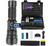 Maxesla Ultra Powerful Led Torch, 23000 Lumens Xhp90 Rechargeable Led Flashlight, Ipx5 Waterproof Tactical Lamp, Zoomable 5 Modes For Dog Walking Camping Emergency