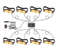 Maxetodo Lampe d'avertissement Stroboscopique 8 pcs 12 LED Ambre Clignotant 30 Modes Fonction Mémoire Lampe D'urgence Stroboscopique, Pour Camions, ATVs, RVs, Voitures, Grille 12/24V Étanche