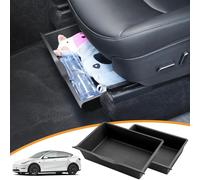 Maxetodo Lot de 2 boîtes de rangement sous siège pour Tesla Model Y - Organiseur antidérapant pour siège avant, accessoires de voiture durables