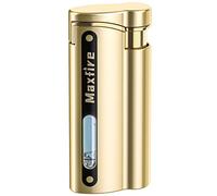 Maxfire Briquet Jet Flamme Torche Gaz Butane Rechargeable Flamme Rouge Réglable Coupe-Vent (vendu sans gaz)