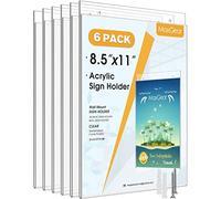 Maxgear Acrylique support de panneaux 21,6 x 27,9 cm clair support mural Cadre Bonus avec vis de montage, idéal pour la maison, bureau, boutique, restaurant, Lot de 6
