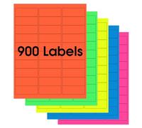 MaxGear Étiquettes fluorescentes de 21,6 x 27,9 cm, 5 couleurs, pour imprimante à jet d'encre ou laser, pour un tri et une organisation efficaces, adhésif puissant, 2,5 x 6,3 cm, 30 feuilles, 900