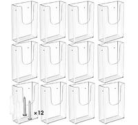 MaxGear Lot de 12 porte-brochures en acrylique transparent de 10,2 x 22,9 cm - Support mural pour dépliants - Pour Ofiice, école, exposition