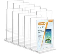 MaxGear Lot de 12 supports de panneau en acrylique de 10,2 x 15,2 cm, support double face, support de papier transparent, cadre photo en plastique pour magasins, restaurants, hôtels, bureau