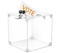 MaxGear Lot de 2 grandes boîtes à dons en acrylique avec serrure - 24,9 x 24,9 x 24,9 cm - Grande boîte à suggestions - Tirelire transparente pour collecte de fonds et dons - Boîte à commentaires