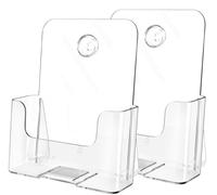 MaxGear Lot de 2 porte-brochures en acrylique de 15,2 x 20,3 cm, porte-revues, brochures transparentes à trois volets pour montage mural ou comptoir, avec 2 porte-cartes de visite transparents