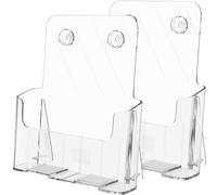 MaxGear Lot de 2 supports de brochure en acrylique 21,6 x 27,9 cm Porte-brochures en plastique Porte-cartes pour magazines, brochures avec 4 porte-cartes en acrylique