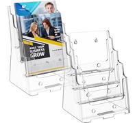 MaxGear Lot de 2 supports de brochure en acrylique transparent à 4 niveaux - 15,2 x 20,3 cm