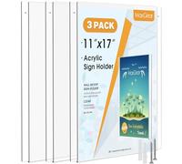 MaxGear Lot de 3 supports muraux en acrylique de 27,9 x 43,2 cm, support de panneau de porte en plastique transparent avec vis de montage et ruban adhésif double face, cadres photo en papier pour