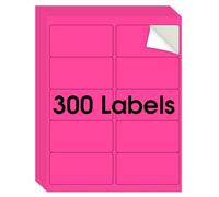 MaxGear Lot de 30 feuilles de 300 étiquettes fluorescentes rose fluo de 21,6 x 27,9 cm, pour imprimante à jet d'encre ou laser, pour un tri et une organisation efficaces, adhésif puissant, 5,1 x 10,2