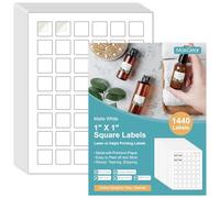 MaxGear Lot de 30 feuilles d'étiquettes autocollantes carrées de 2,5 cm pour imprimante à jet d'encre ou laser, blanc mat, adhésif puissant, sèche rapidement, tient bien l'encre