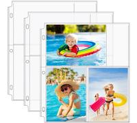 MaxGear Lot de 30 pochettes pour photos de 10 x 15 cm pour classeur à 3 anneaux (180 photos), protecteurs de pages d'archivage robustes, pages de recharge d'album photo transparentes à 3 poches, pages