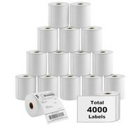 MaxGear Lot de 4000 étiquettes thermiques directes de 10,2 x 15,2 cm, 16 rouleaux, étiquettes perforées blanches pour colis d'expédition, qualité commerciale, adhésif permanent, compatible avec la