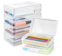 MaxGear Lot de 6 boîtes à crayons empilables en plastique rigide de grande capacité avec couvercle hermétique pour l'école, la maison et le bureau