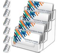 MaxGear Lot de 6 porte-cartes de visite transparents à 4 poches, en acrylique pour bureau ou comptoir avec 4 niveaux, capacité de 960 cartes