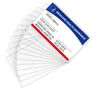 MaxGear Medicare Lot de 12 pochettes de protection en PVC transparent résistant à l'eau pour cartes SSN, cartes de crédit et de visite, protection des cartes de sécurité sociale 12 mm
