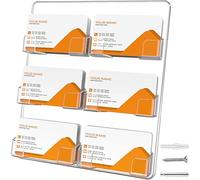 MaxGear Support mural en acrylique pour cartes de visite, support de cartes de visite en acrylique pour bureau, support mural pour cartes de visite, 6 poches