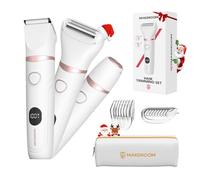 MAXGROOM Rasoir Electrique Femme, 3 en 1 Tondeuse Intime Femme Humide/Sec, Rasoir Électrique avec Affichage LED, Lame Céramique & 4 Peines, Épilateur Électrique pour Visage, Maillot, Aisselles, Jambes