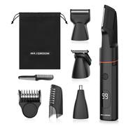 MAXGROOM Tondeuse pour le corps sans fil 7-en-1 avec têtes magnétiques interchangeables, sabot réglable 1-9 mm, écran LED, étanche IPX6