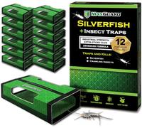 MaxGuard Lot de 12 pièges à insectes et poissons d'argent | Piège à colle extra collante non toxique, tue tous les poissons d'argent, mille-pattes et autres insectes rampants