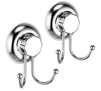 MaxHold Lot 2 Double Crochet à Ventouse - Système de Vide - Pas de Perçage - Crochet pour Serviette et Peignoir - Acier Inoxydable - 2 Pack