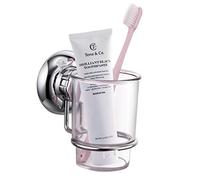 MaxHold Porte-Brosses à Dents - Porte-gobelet pour Brosse à Dents - Support de Brosse à Dents en Acier Inoxydable - Ventouse Système de Vide - Pas de Perçage