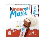 MAXI - Barre chocolatée Chocolat au Lait KINDER | Savoureuse douceur onctueuse | Idéale pour une pause gourmande | 4 barres - 84g | LOT DE 4