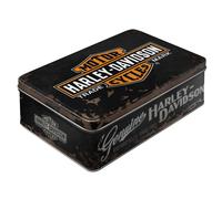 Nostalgic-Art Boîte en métal rétro plat, 2,5 l, Harley - Genuine | original Harley-Davidson license product (OLP), boîte à biscuits, design vintage, Idée cadeau pour motards