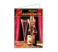 Maxi Carte Géante Heureux Anniversaire Grand Format A4 avec Enveloppe - Bouteille Champagne Flutes Coupes Fête