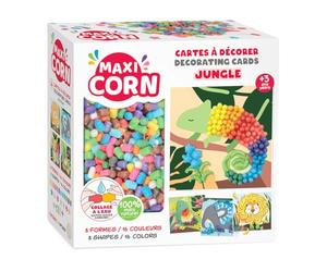 Maxi Corn - Mosaic Jungle - 4 Cartes à Décorer - Activité Manuelle Enfant - Loisirs Créatifs avec Flocons de Maïs à Assembler à l’Eau - Dès 3 Ans