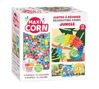 MAXI CORN - Mosaic Jungle - 4 Cartes à Décorer - Activité Manuelle Enfant - Loisirs créatifs - Flocons de Maïs à Assembler à l'eau - Dès 3 Ans